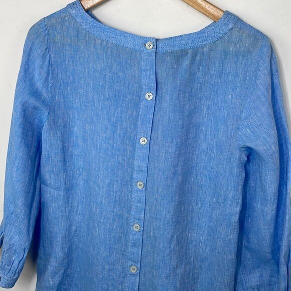 Talbots LINEN BUTTON-BACK BLOUSE - CROSS DYED size Small - Picture 5 of 13